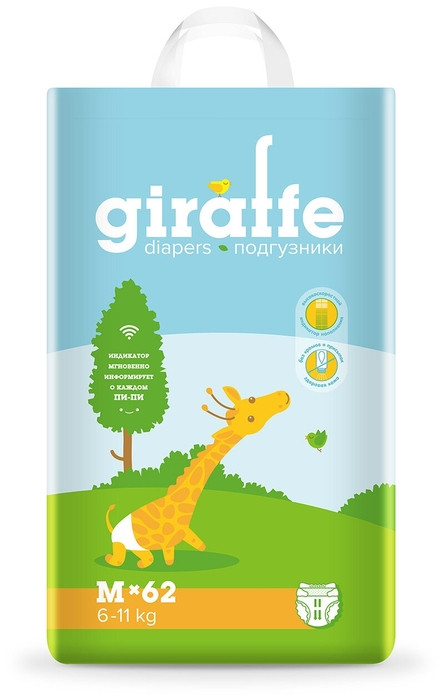 Подгузники Lovular Giraffe - M 6-11кг, 62 шт/уп