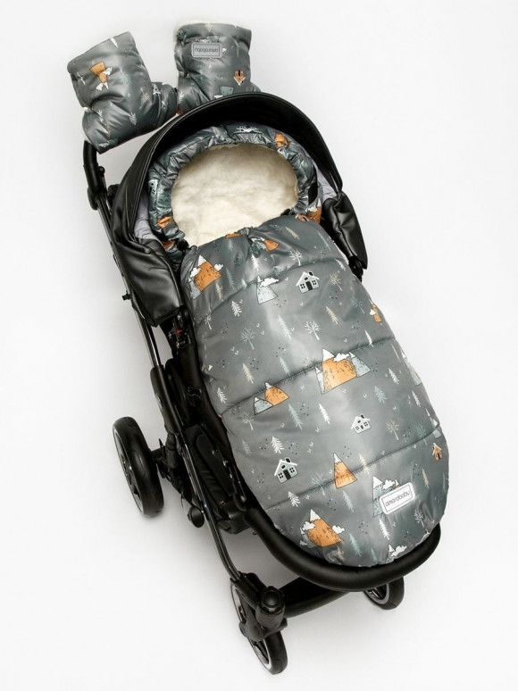 Конверт в коляску AMAROBABY Snowy Travel - Горы, серый, 105 см