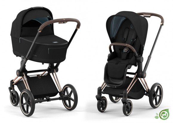 Коляска 2 в 1 Cybex Priam IV (шасси Rosegold) - Onyx Black