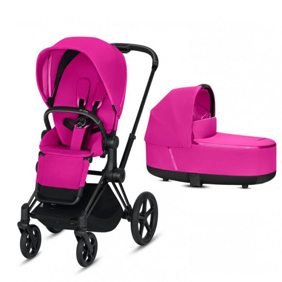 Коляска 2 в 1 Cybex Priam III (Matt Black) - Fancy Pink