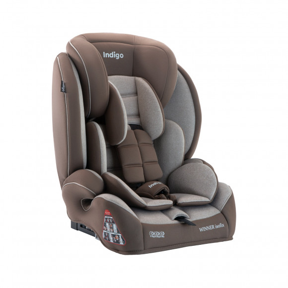 Автокресло Indigo WINNER ISOFIX, YB706B, группа 1+2+3  - бежевый-коричневый