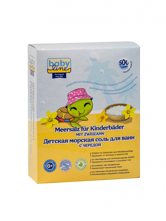 Детская морская соль для ванн baby line ™ с чередой 500г 