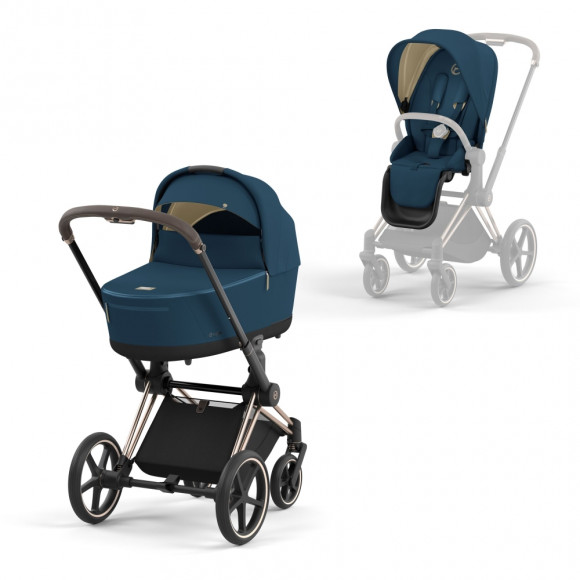 Коляска 2 в 1 Cybex Priam IV (шасси Rosegold) - Mountain Blue