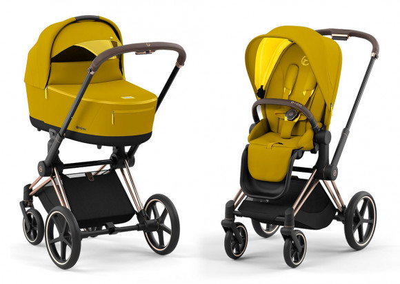 Коляска 2 в 1 Cybex Priam IV (шасси Rosegold) - Mustard Yellow