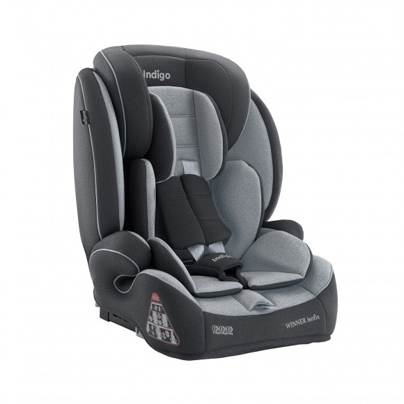 Автокресло Indigo WINNER ISOFIX, YB706B, группа 1+2+3  - т.серый-св.серый