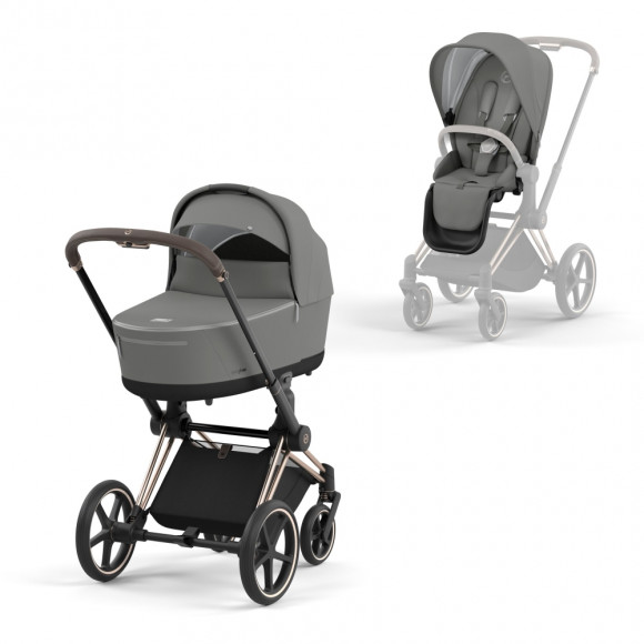 Коляска 2 в 1 Cybex Priam IV (шасси Rosegold) - Soho Grey