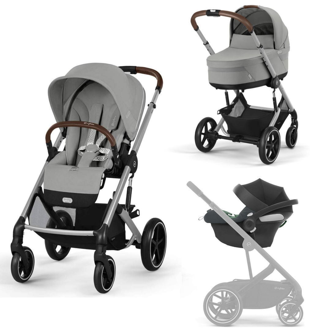 Коляска 3 в 1 Cybex Balios S Lux SLV (Stone Grey с дождевиками)