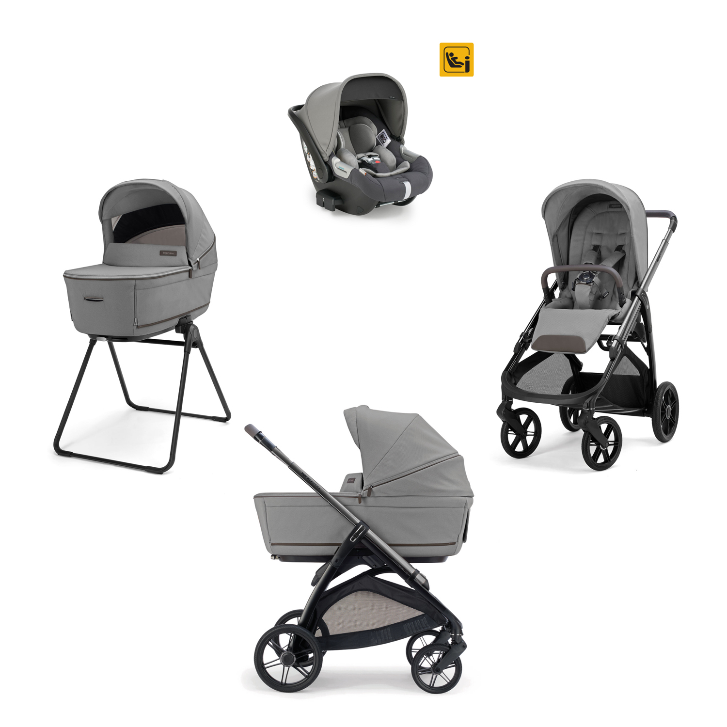 Коляска 3 в 1 Inglesina Aptica (Darwin I-Size) (Crystal Grey 2026)