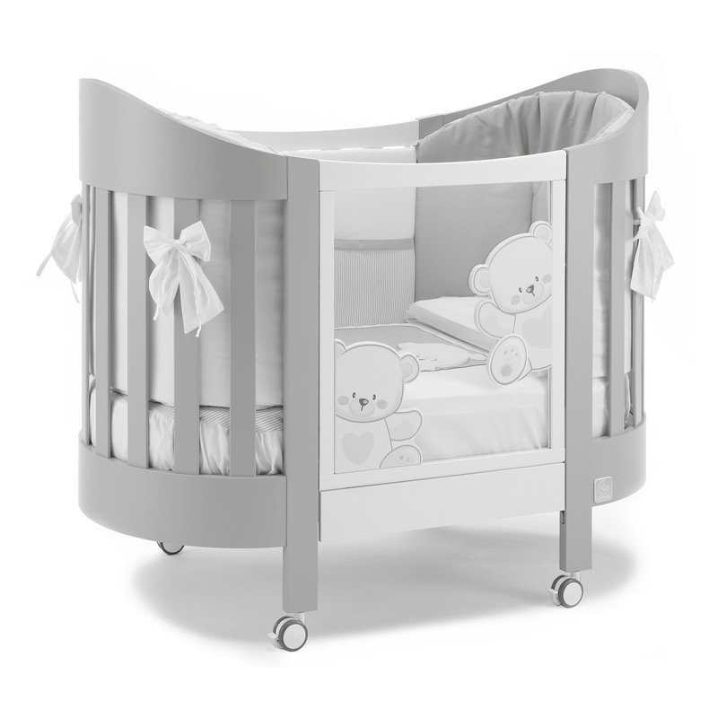 Детская кровать Italbaby Jolie Oval (в комплекте с матрасом и комплектом белья) (белый/серый)