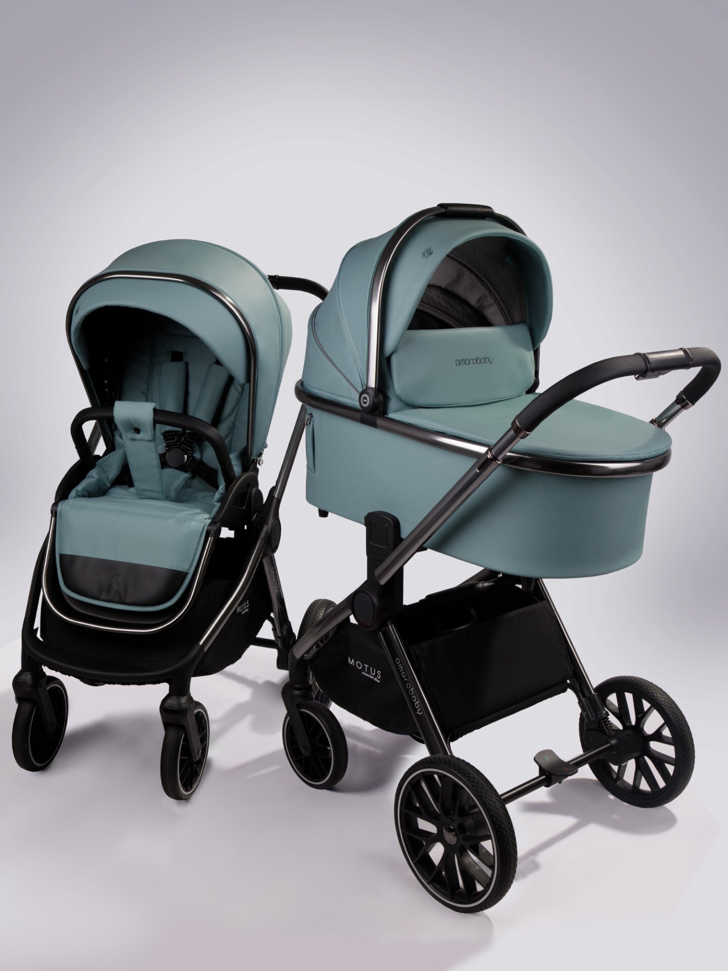 Коляска 2 в 1 Amarobaby Motus Premium Ecco (лагуна)