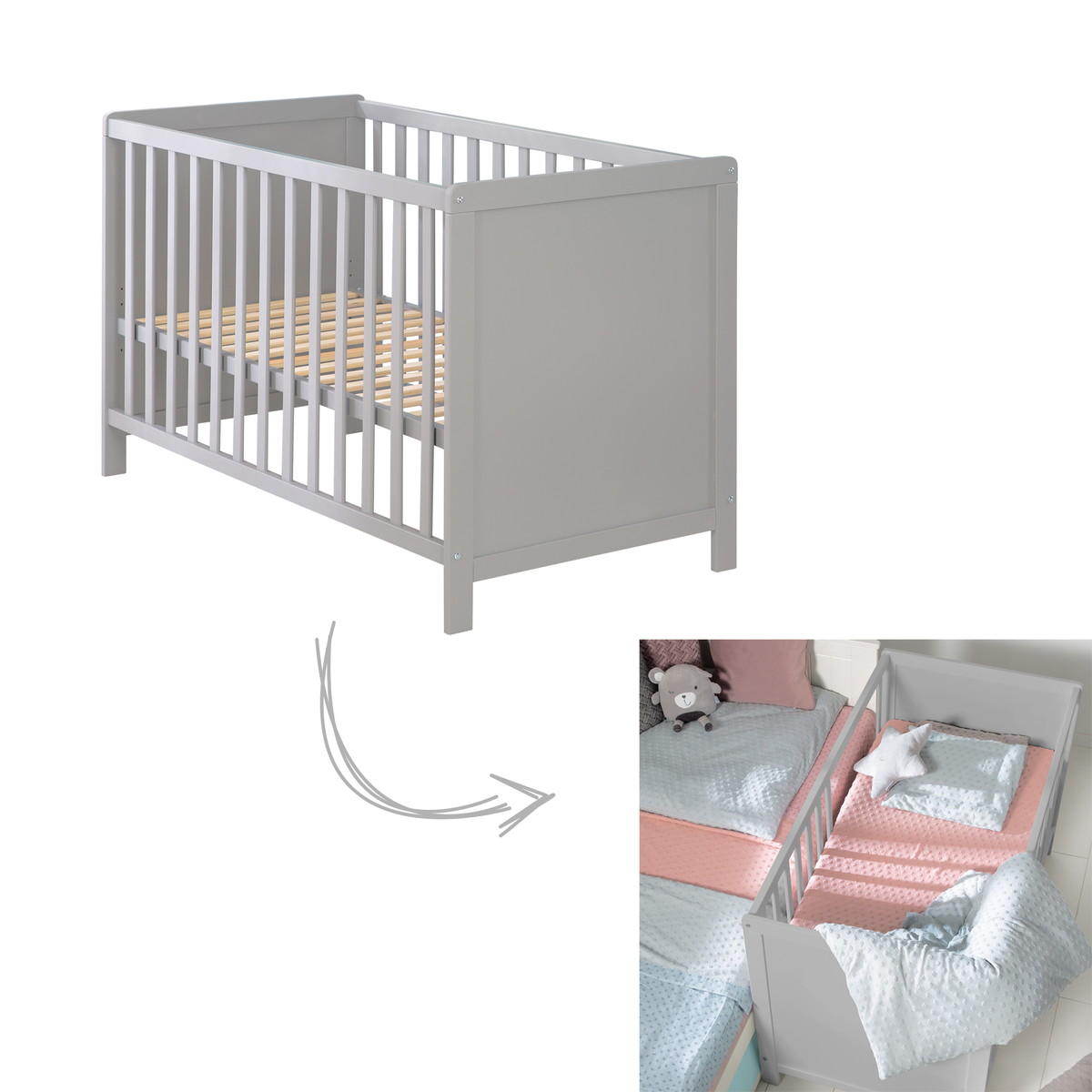 Многофункциональная детская кроватка ROBA Hamburg 60х120 Серый mhkboif6p959zb33azjde2wh14i9ldt7