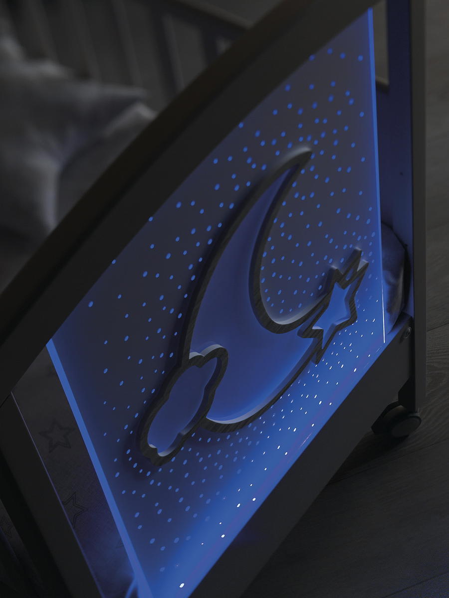 Детская кроватка Erbesi Moon LED Белый ikj5s8hdaikwm903ywi7txi0rawmcr0k