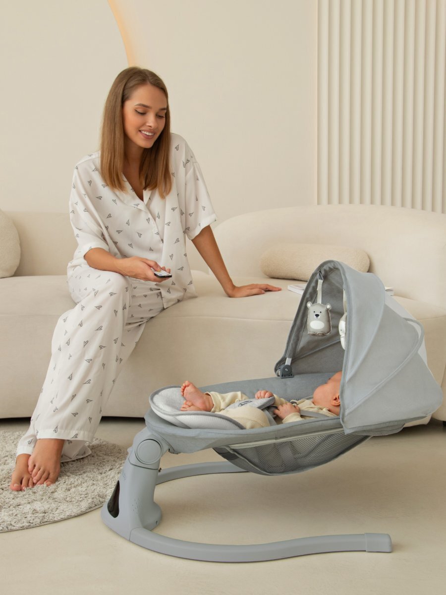 Электронные качели детские Amarobaby Funny swing (Серый)