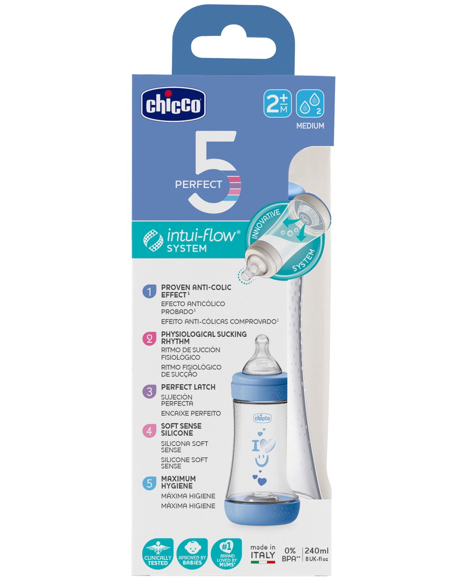 Детская бутылочка Chicco Perfect 5, норм.поток,с/с, 240 мл Boy 6q8051b3116dlqcx6s72eb2t7e4q9894