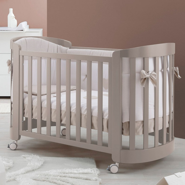 Детская кроватка Erbesi Sweet с матрасом (серо-песочный)