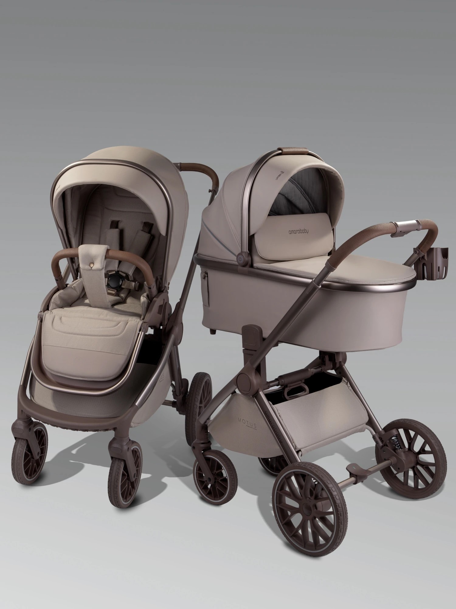 Коляска 2 в 1 Amarobaby Motus Premium Ecco Exclusive (Экокожа) (мокко)