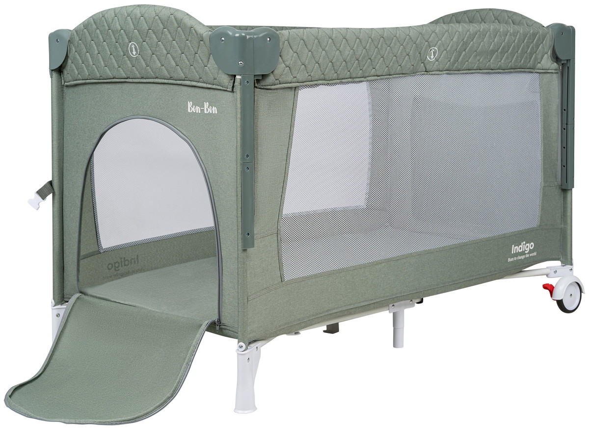 Манеж-кровать Indigo Bon-Bon, лен, приставной, 2 уровня зеленый 60vnqo9g4b0jor8ls6k0t632x0ez1bxu