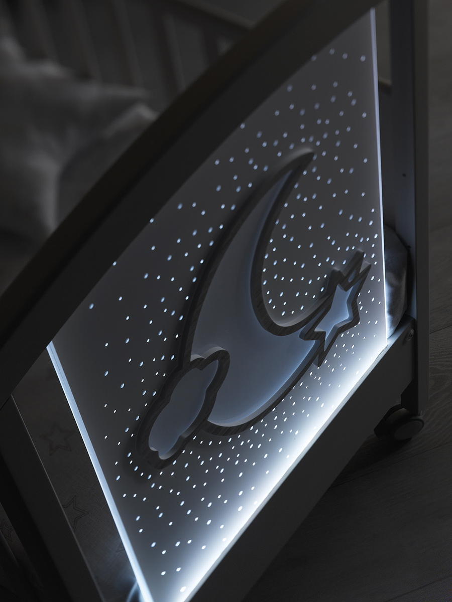 Детская кроватка Erbesi Moon LED Белый kackn31vcfwt77otokof08aeck5p5gwk