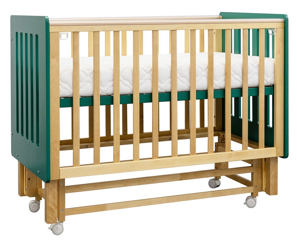 Детская кроватка ANTEMI Mari 120х60 с маятником (Зеленый/дерево)