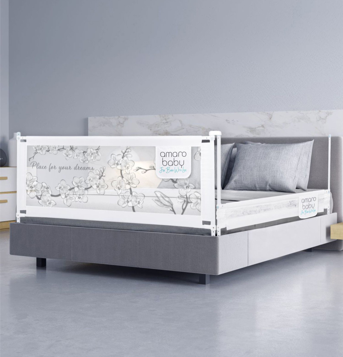 Барьер защитный для кровати Amarobaby Safety of Dreams Белый, 140 см ysmhq3r62iv8aq2kqbw85m1pqiljroqr