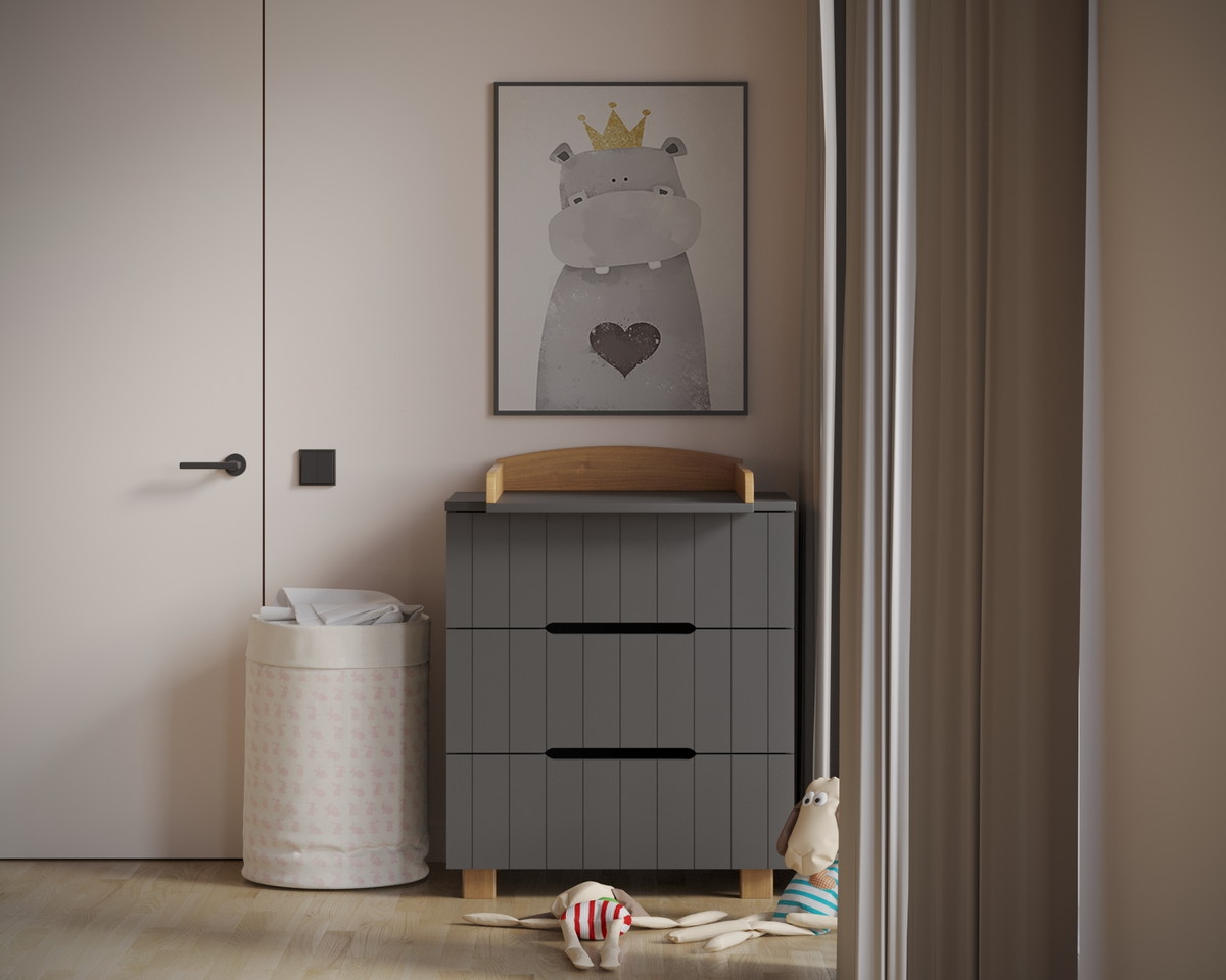 Детский пеленальный комод Incanto Vikki 800/3 МДФ графит-бук lw90mnee0eddwdyd6f38ggj26z60q4wv