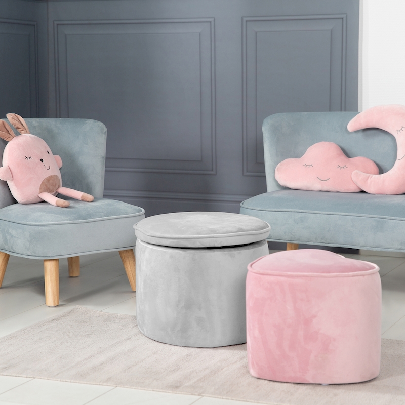 Детский велюровый овальный пуфик ROBA Lil Sofa Серый chjb35czsix3kgjnh0z213qdioer8k3n