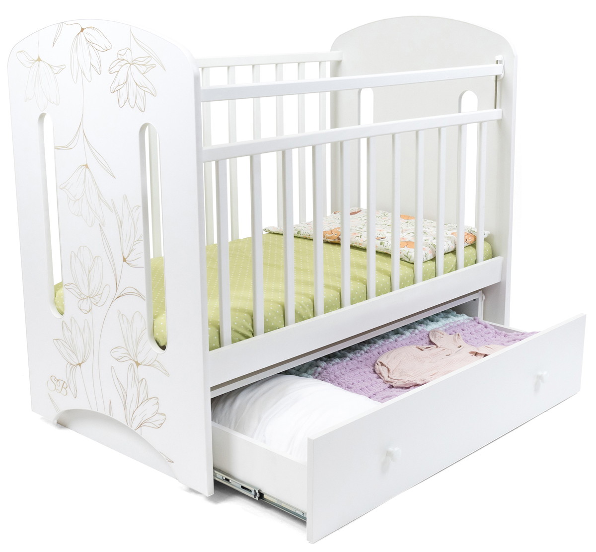 Детская кроватка Sweet Baby Sofia маятник с ящиком Белый cv190zfi3nct6wqmjslcxwamntb5nq26