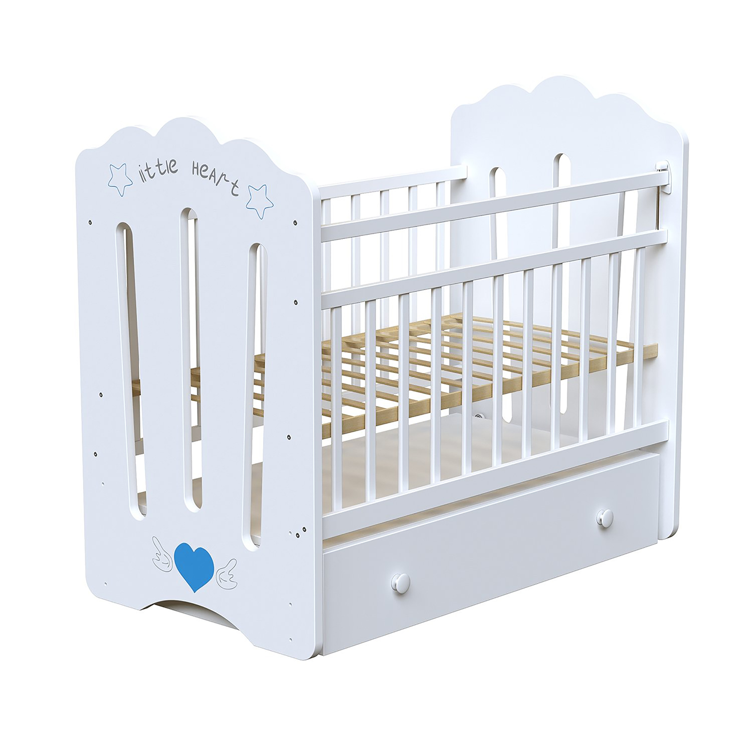 Детская кроватка ВДК Little Heart (маятник) белый 108133739-detskaya-krovatka-vdk-little-heart-mayatnik-belii