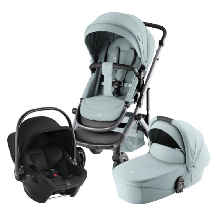 Коляска 3 в 1 Britax Roemer Smile 5Z Style автокресло Baby-Safe Core (Harbor Blue/Space Black)