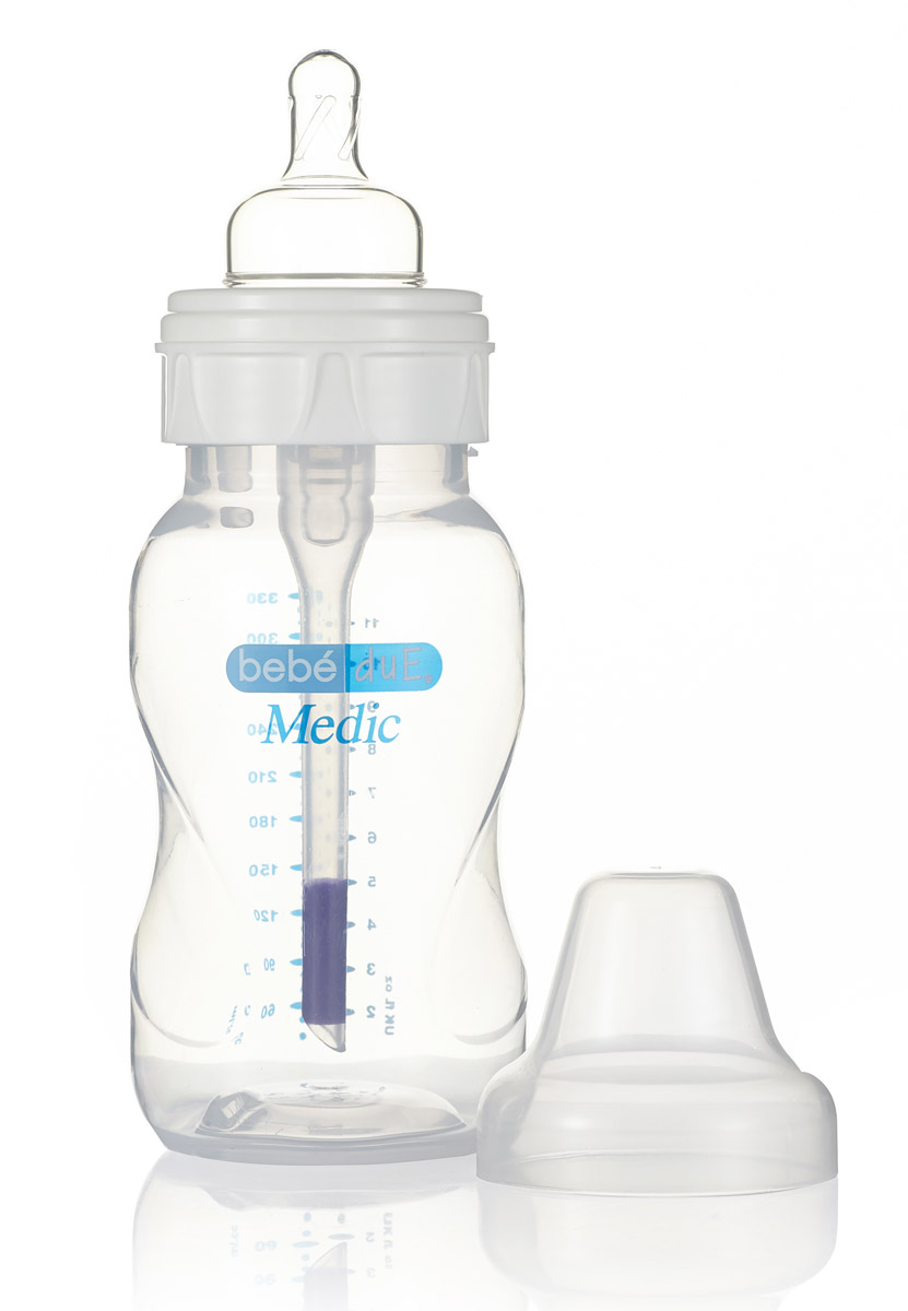 Детская полипропиленовая бутылочка с суперантиколиковой системой и термодатчиком Bebe Due Medic 330 мл 108101137-detskaya-polipropilenovaya-butilochka