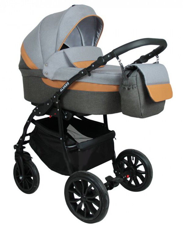 Коляска 3в1 Alis ALVARO т.серый+св.серый+рыжая кожа vg96ppmqz40lp35xh88onmsimcb00lj3