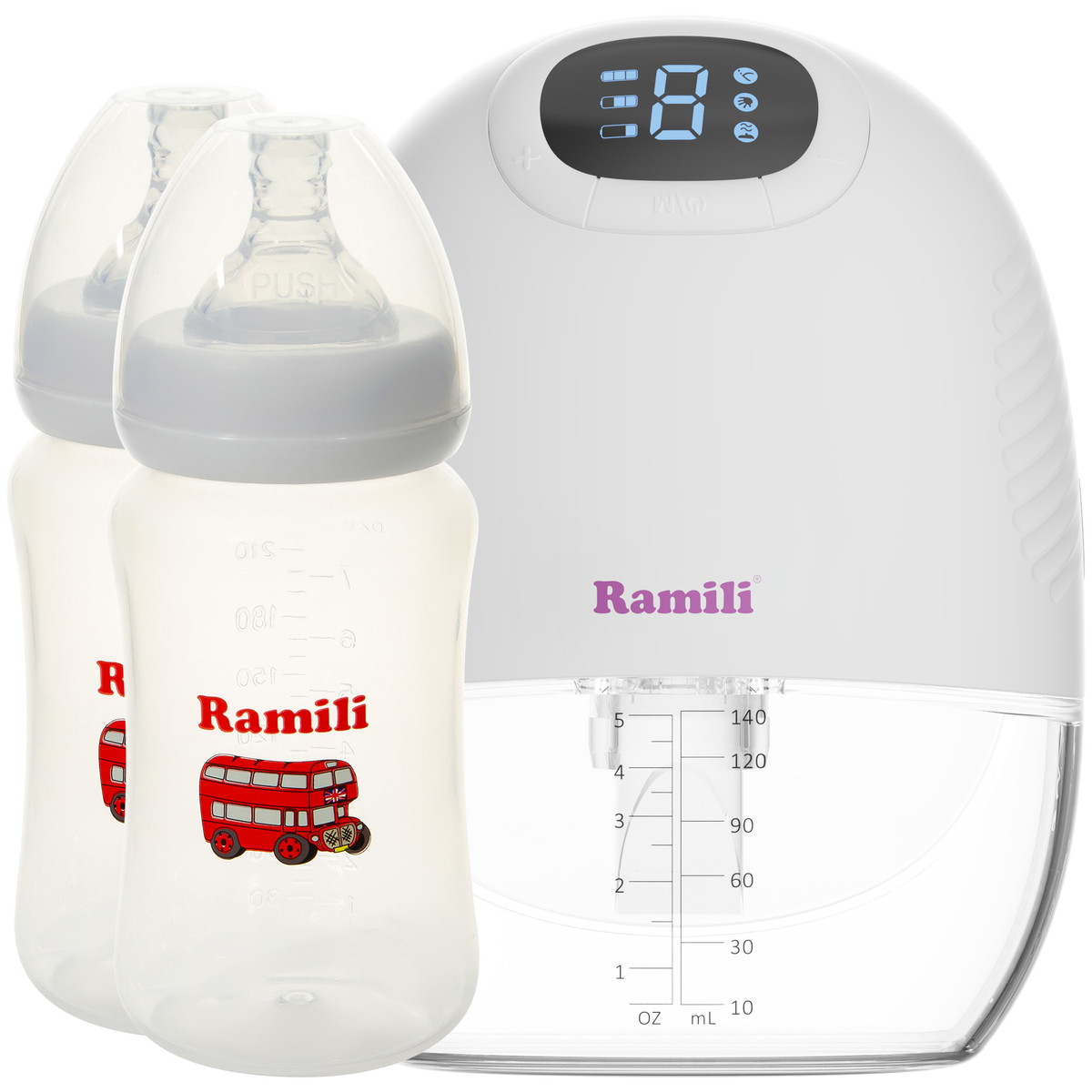 Четырехфазный бионический молокоотсос Ramili SE300 с двумя бутылочками 240ML (SE300240MLX2) (SE300240MLX2)