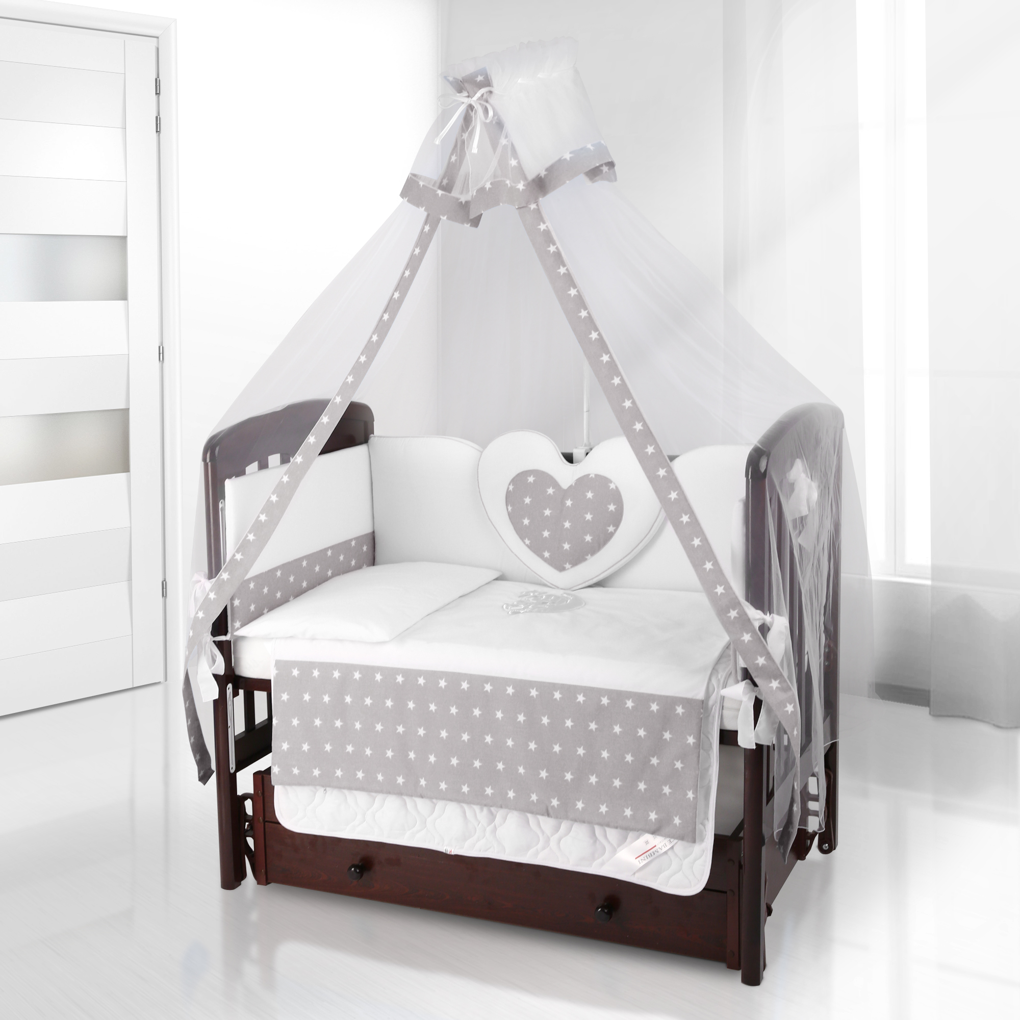 Балдахин на детскую кроватку Beatrice Bambini Bianco Neve Stella Grigio 3066c4dd0691598337f287865302a62e