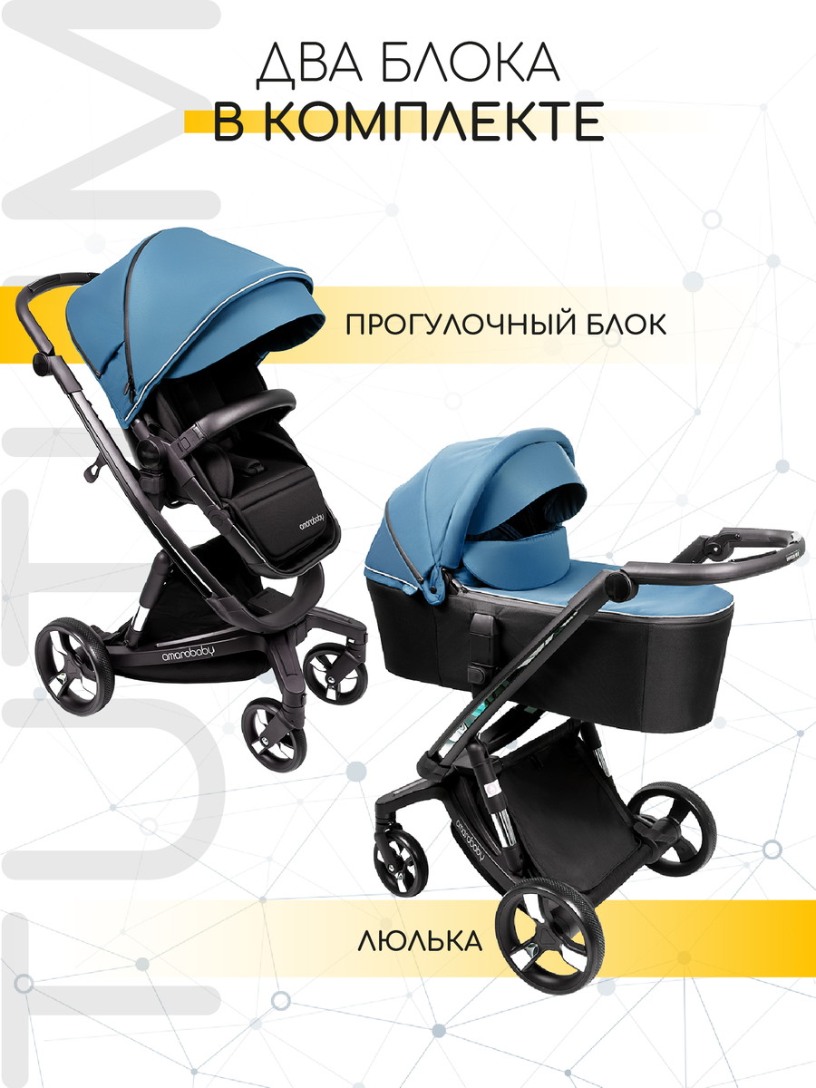 Коляска 2 в 1 Amarobaby Tutum с Auto Brake Синий 99fakj8kr48ogj7qcgq5l3h375fe575v