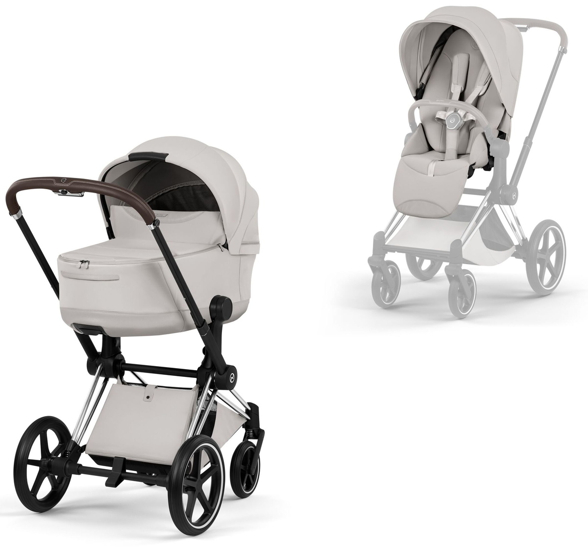 Коляска 2 в 1 Cybex Priam V Chrome Brown Style Collection (City Grey)