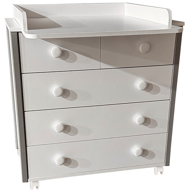 Пеленальный комод КЕДР Valencia (Белый/серый)