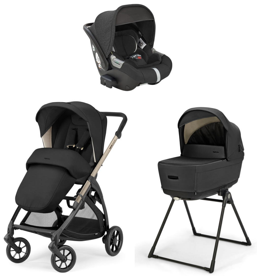 Коляска 3 в 1 Inglesina Electa 2025 (DRW i-Size) с подставкой под люльку Stand Up (Upper Black)