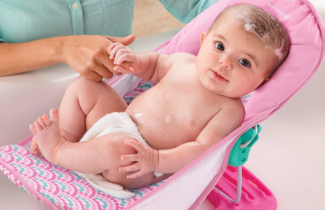 Лежак с подголовником для купания Summer Infant Deluxe Baby Bather розовый/волны nvy9gtvz0accnoedp2e09gl03ch1i7w0
