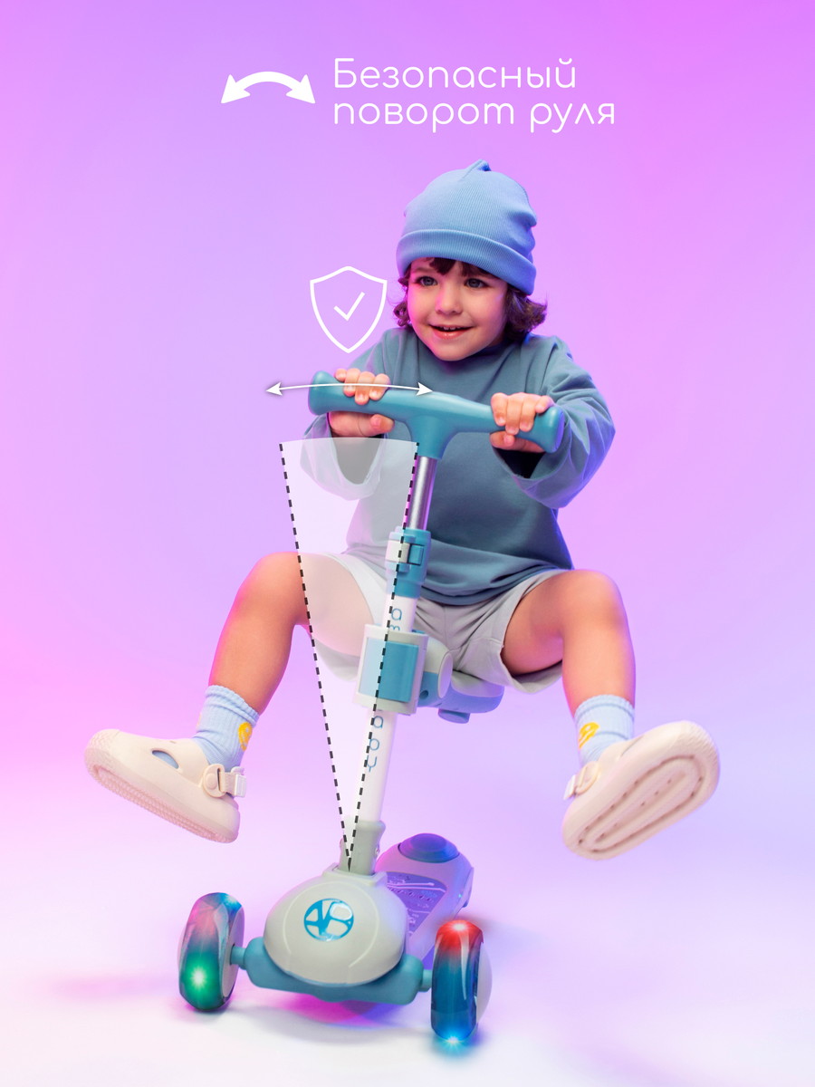 Самокат (кикборд) трехколесный Amarobaby Art Синий n6o3lupwgymfa5k3cile8n7m8sgq5oin
