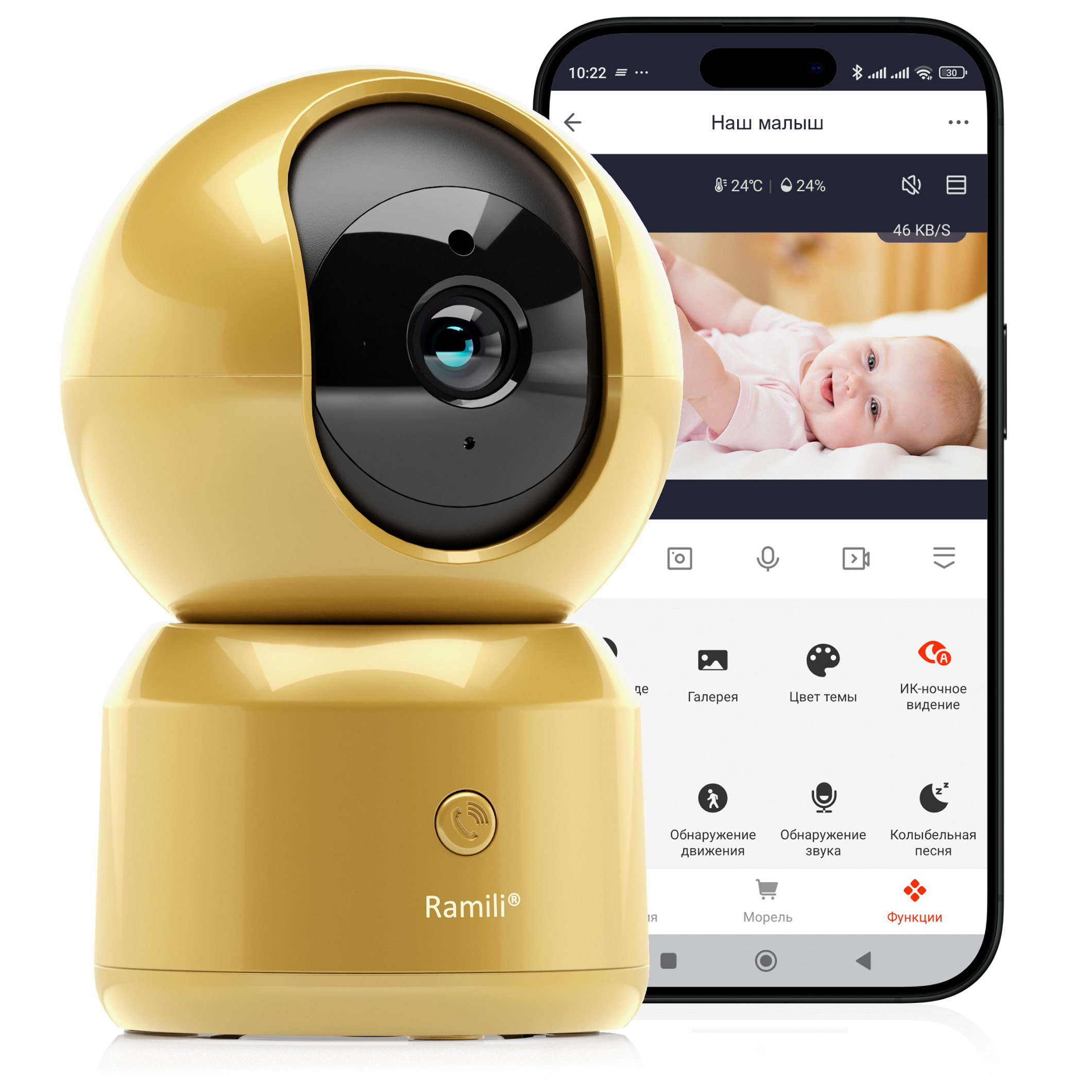 Wi-Fi Full HD Видеоняня Ramili Baby RV1500CGOLD5