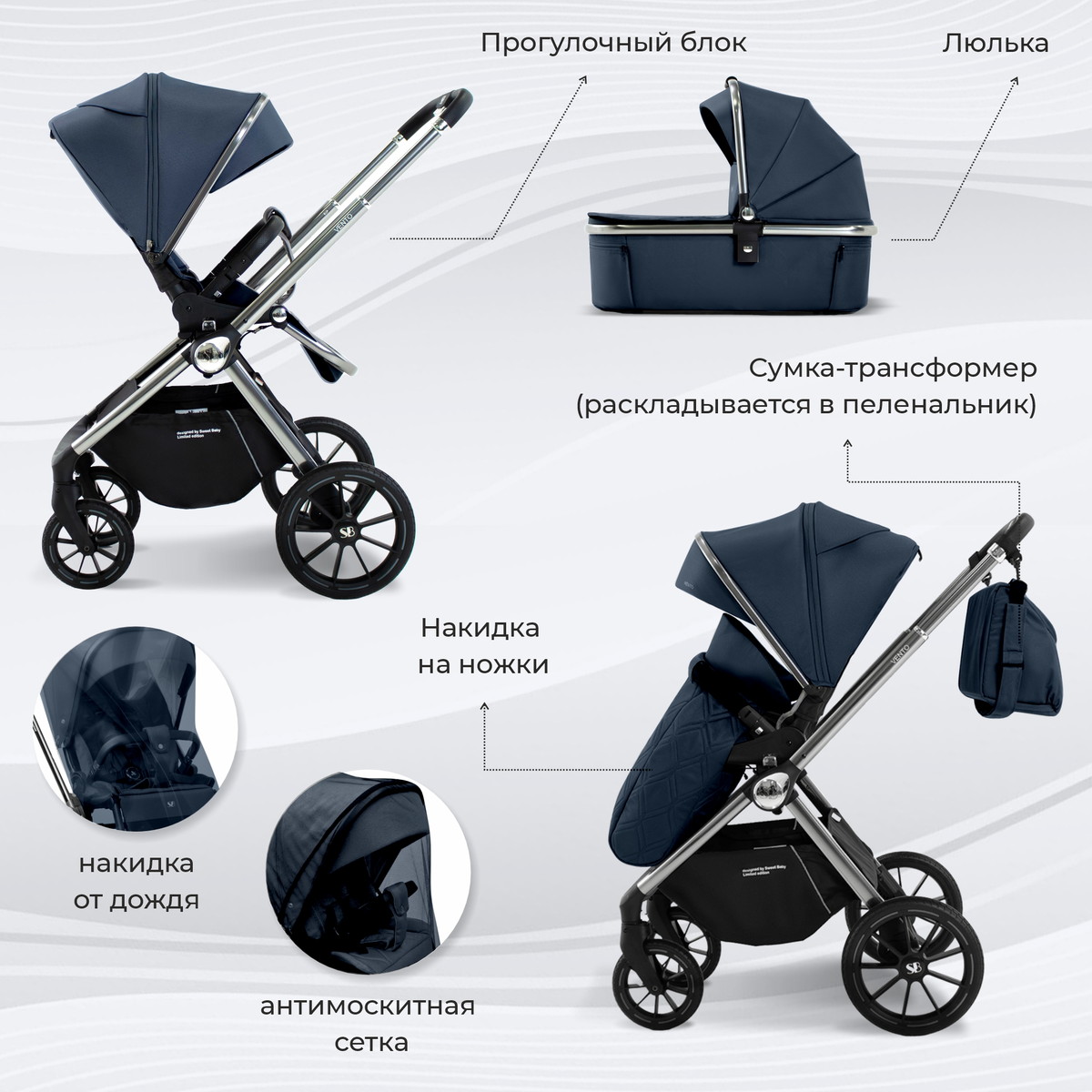 Коляска 2 в 1 Sweet Baby Vento Silver Blue 59o9p88ehq0rj788nlotqt19m7r7lbhd