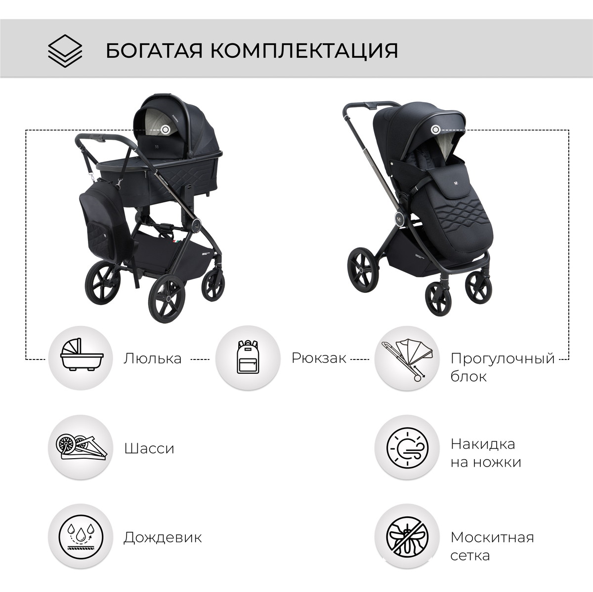 Коляска 2 в 1 Sweet Baby Elegante Chrome Black io2nqk6dilyvkhwip05je962ksu2b3j3