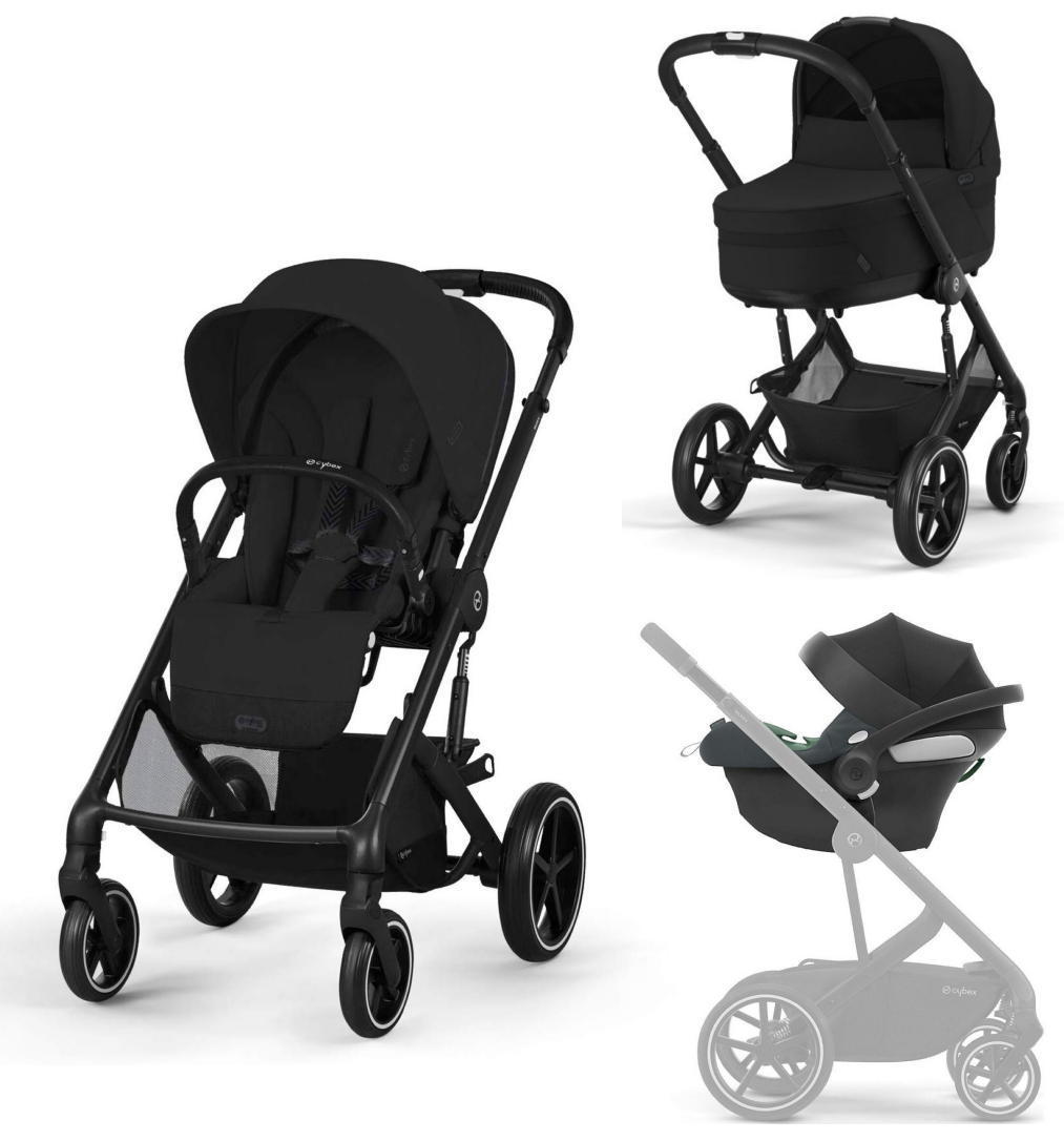 Коляска 3 в 1 Cybex Balios S Lux BLK (Moon Black с дождевиками)