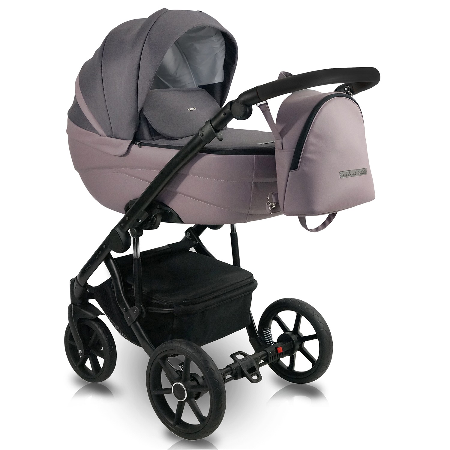 Коляска 2в1 BEXA IDEAL фиолетовый+т.пудра кожа 108133135-kolyaska-2v1-bexa-ideal-fioletoviitpudra-kozha