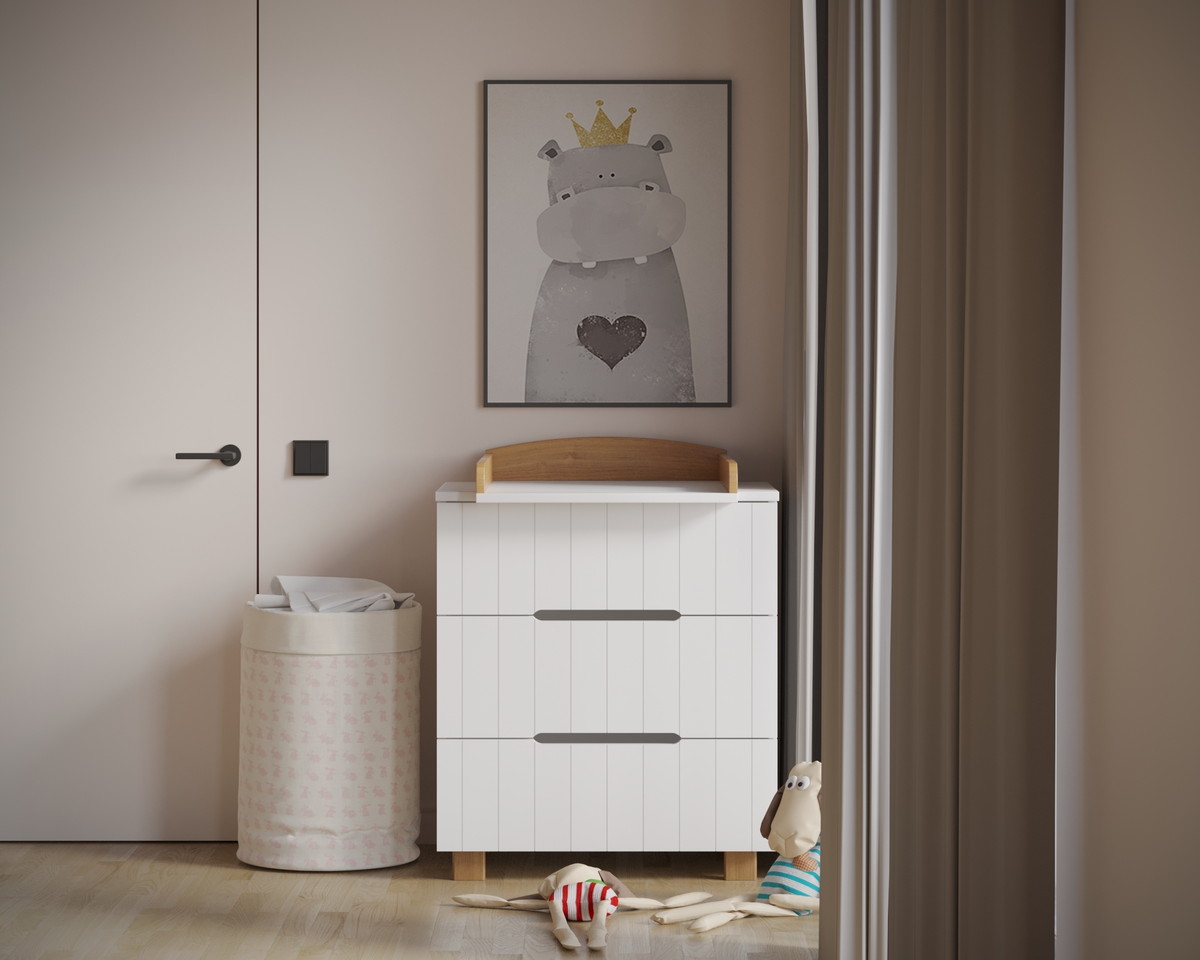 Детский пеленальный комод Incanto Vikki 800/3 МДФ белый-бук nnqzd2yd7z14rrfzpir6goc2pjmryymd