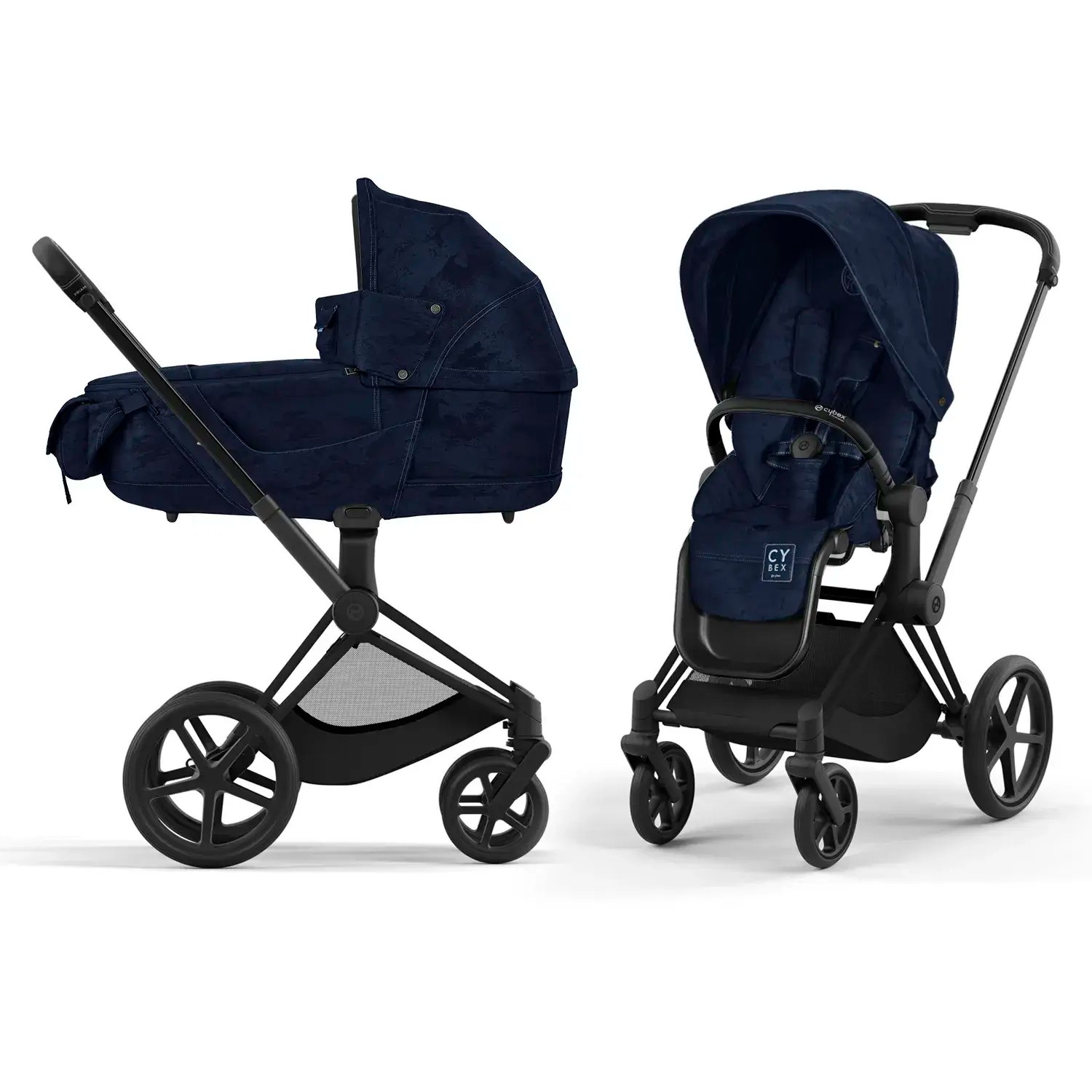 Коляска 2 в 1 Cybex Priam IV FE Rebellious (шасси Matt Black FE Rebellious Luxury Denim Blue)