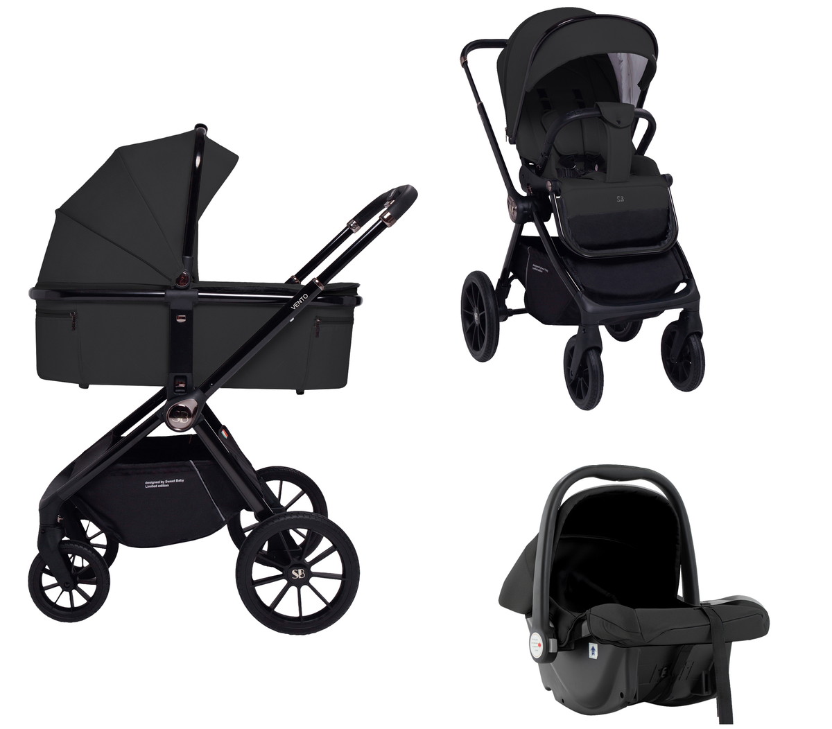 Детская коляска Sweet Baby Vento 3 в 1 Black exgrzrnk4nu0cu3ss4o3cgee1n4xfimv