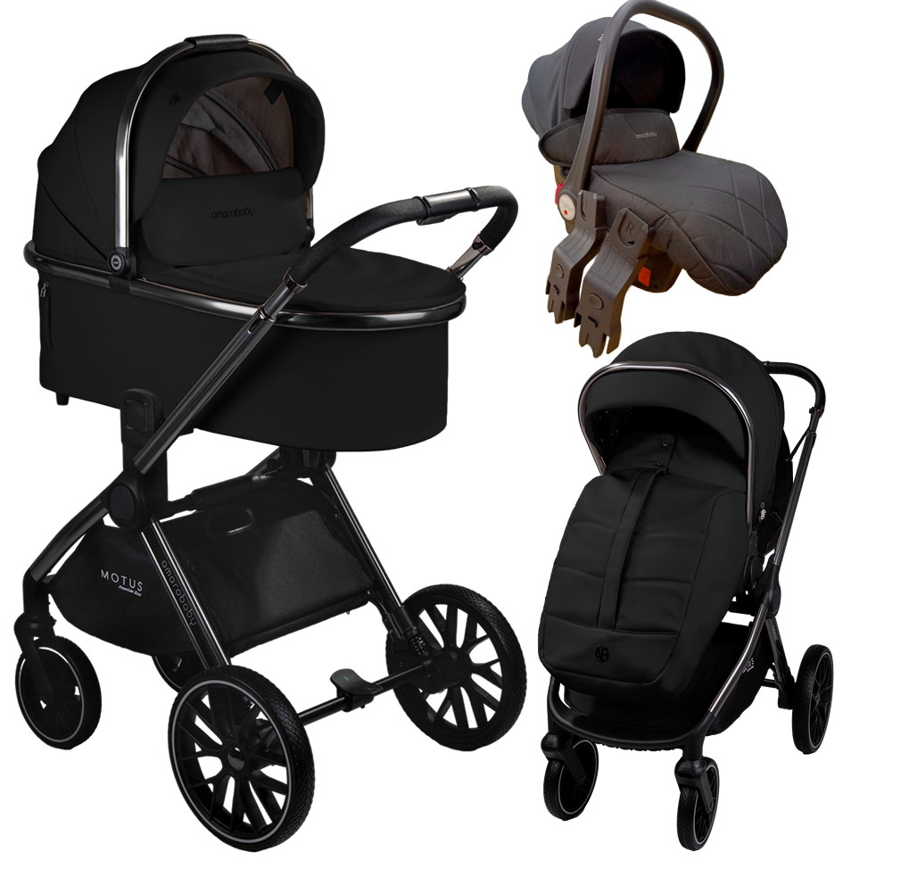 Коляска 3 в 1 Amarobaby MOTUS V2 (Черный)