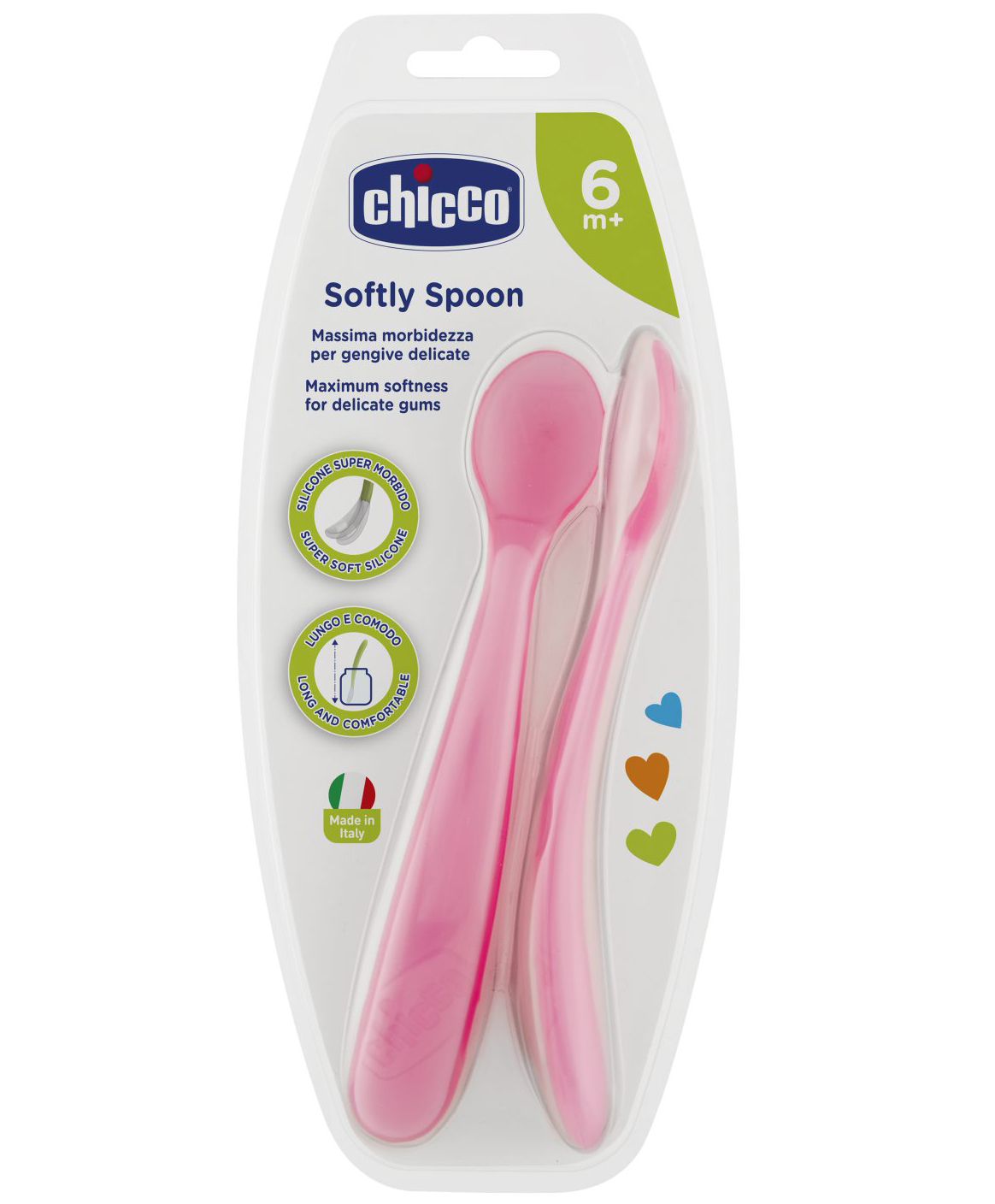 Ложка Chicco мягкая, силиконовая, 6+ мес, 2 шт розовый fq76bx6u5frj8c2qmzngvy551hf15tgu