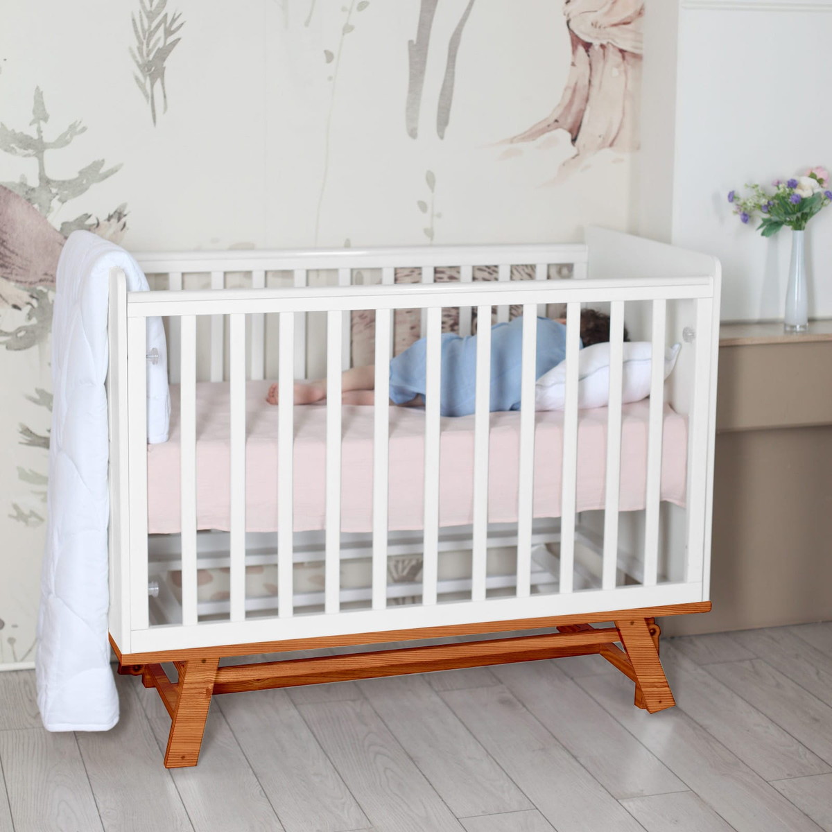 Детская кроватка Sweet Baby Nuovo с маятником Белая/Натуральная bnolkhy3ae9jpep9omr7llgz7jmvtf3n